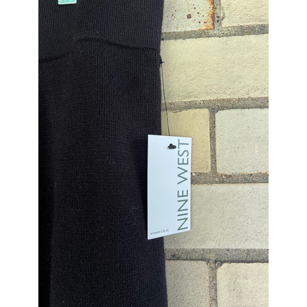 Nine West Black Sweater Wide Leg Pants High Rise Cropped Knit Plus Size 2X NWT - Picture 2 of 6